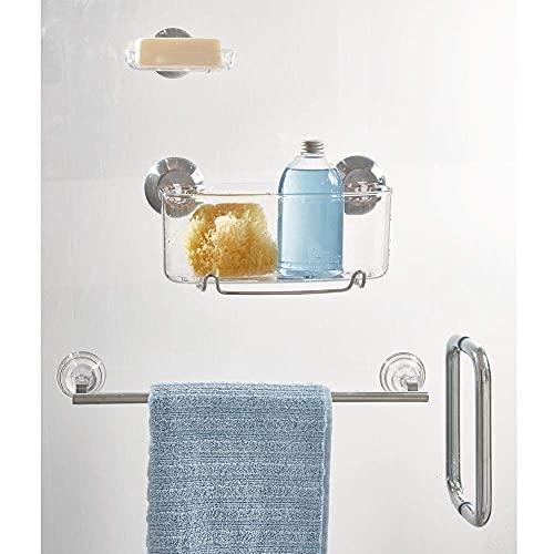 iDesign iDesign Reo Metal Power Lock Suction Towel Bar Rack for Bathroom, Kitchen Use, 1.75" x 17.5" x 3.25"