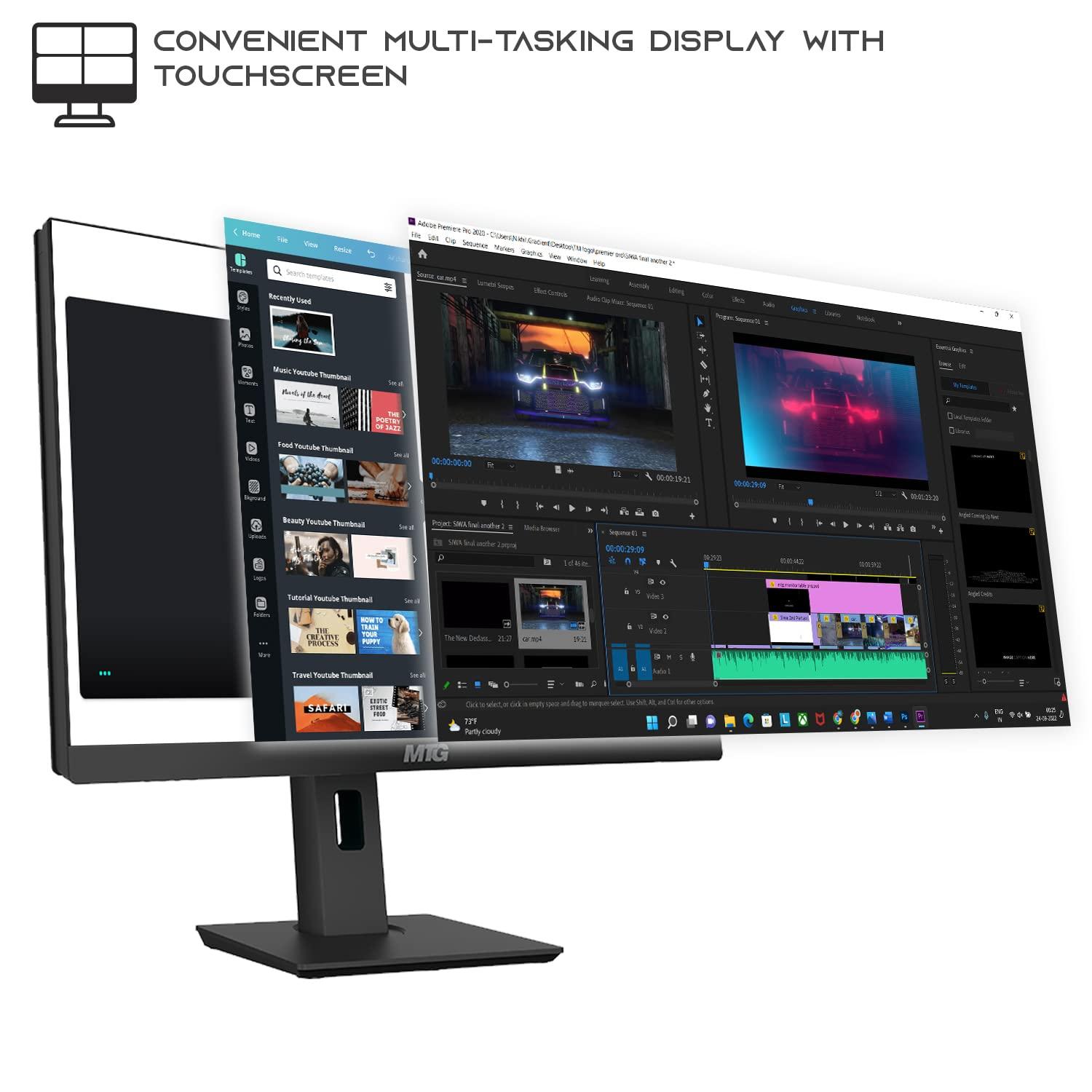 MTG MY TECHNOLOGY GEEKS TRUSTED TECHNOLOGY PAR Gaming All in one PC 24 Inch FHD Touchscreen, MTG Yama, Intel Core i5 10th Gen, 16GB RAM, 480GB NVME / 1TB SSD, AMD RX 550 4GB DDR5 Graphics, Webcam, RGB Combo, Windows 11 Home