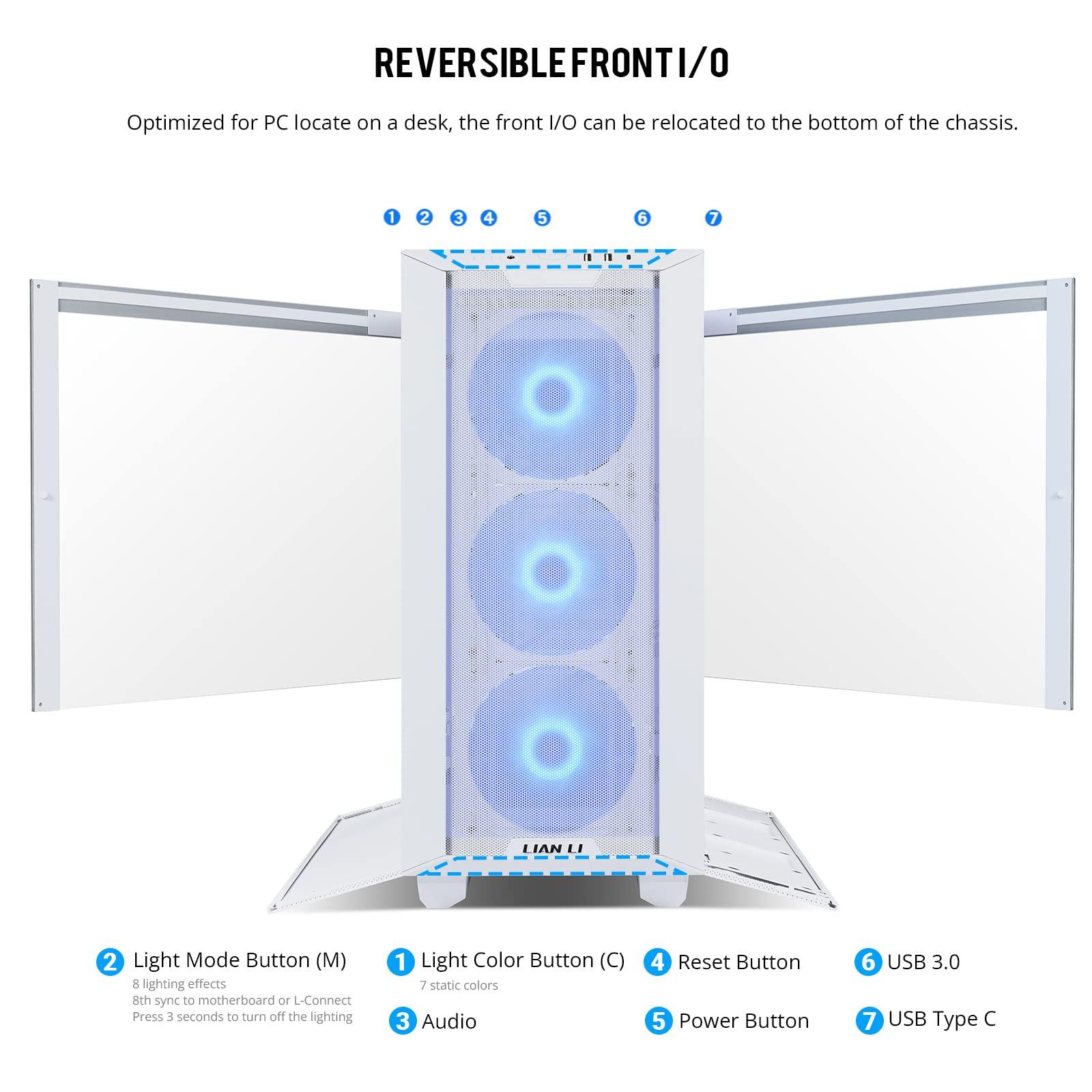 Lian Li LIAN LI LANCOOL III E-ATX PC Case, Spacious RGB Gaming Computer Case with Hinged Tempered Glass Doors, Fine Mesh Panels, 4x140mm PWM Fans Pre-Installed High Airflow Chassis (White)