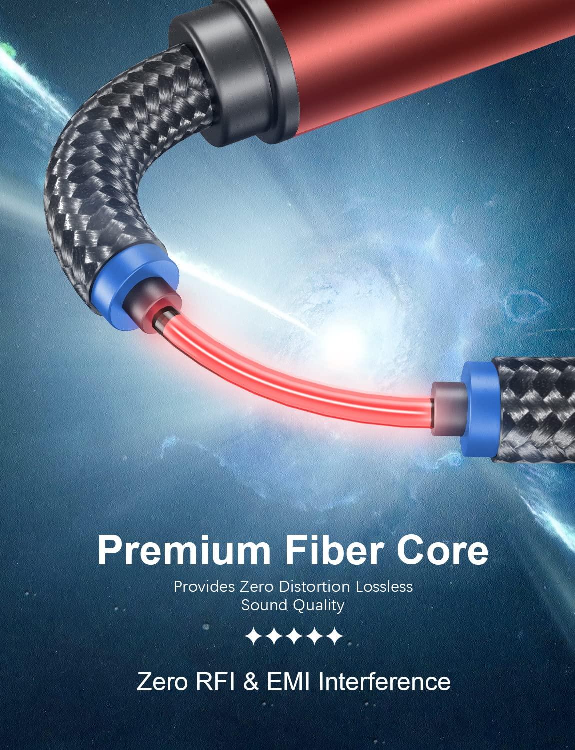 SOUNDFAM SOUNDFAM Optical Audio Cable Extension 6ft, TOSLINK Optical Extension Cable Male to Female Toslink Extension Adapter Cable for Soundbar TV - Wine Red