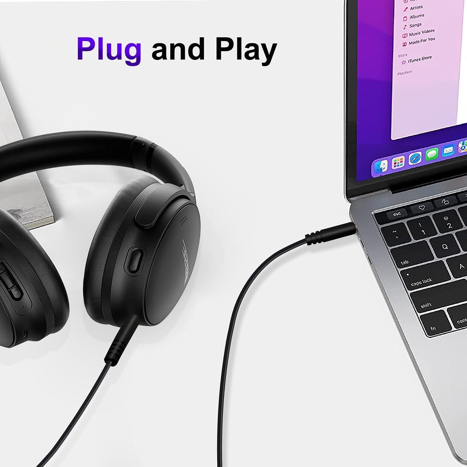 Callez Replacement Audio Cable Cord for Bose Headphones Aux Wire 3.5mm to 2.5mm Compatible with Bose 700 Quietcomfort 25 QC25 35 QC35 QC35II 45 QC45 JBL Tune 710BT 660NC 760NC Headphones (No Mic)