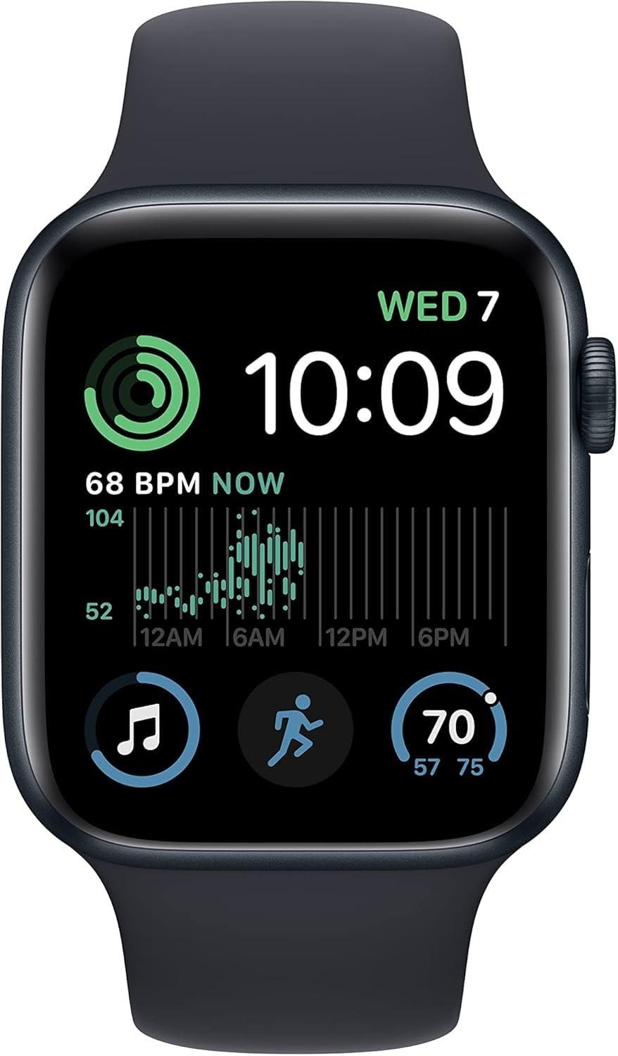 Apple Apple Watch Series 9 (GPS + Cellular 45mm) Midnight Aluminum Case with Midnight Sport Band M/L (Renewed)