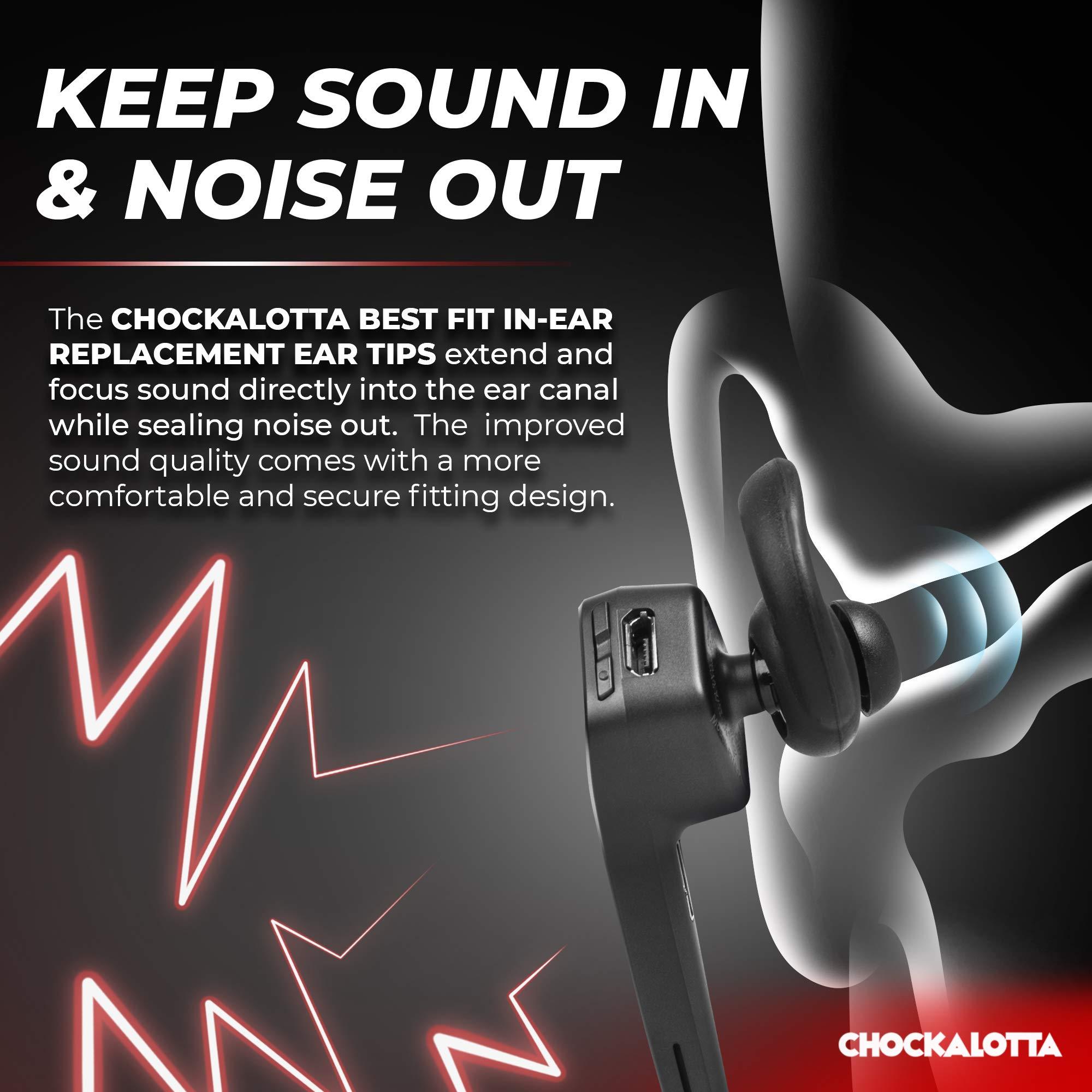 CHOCKALOTTA CHOCKALOTTA in-Ear Replacement Ear Tips Upgrade Compatible with Plantronics Poly Voyager 3200 / Edge (Fits Plantronics Explorer/Marque/Discovery/M Series Headsets) (LEFT Ear, Large - 3pcs)