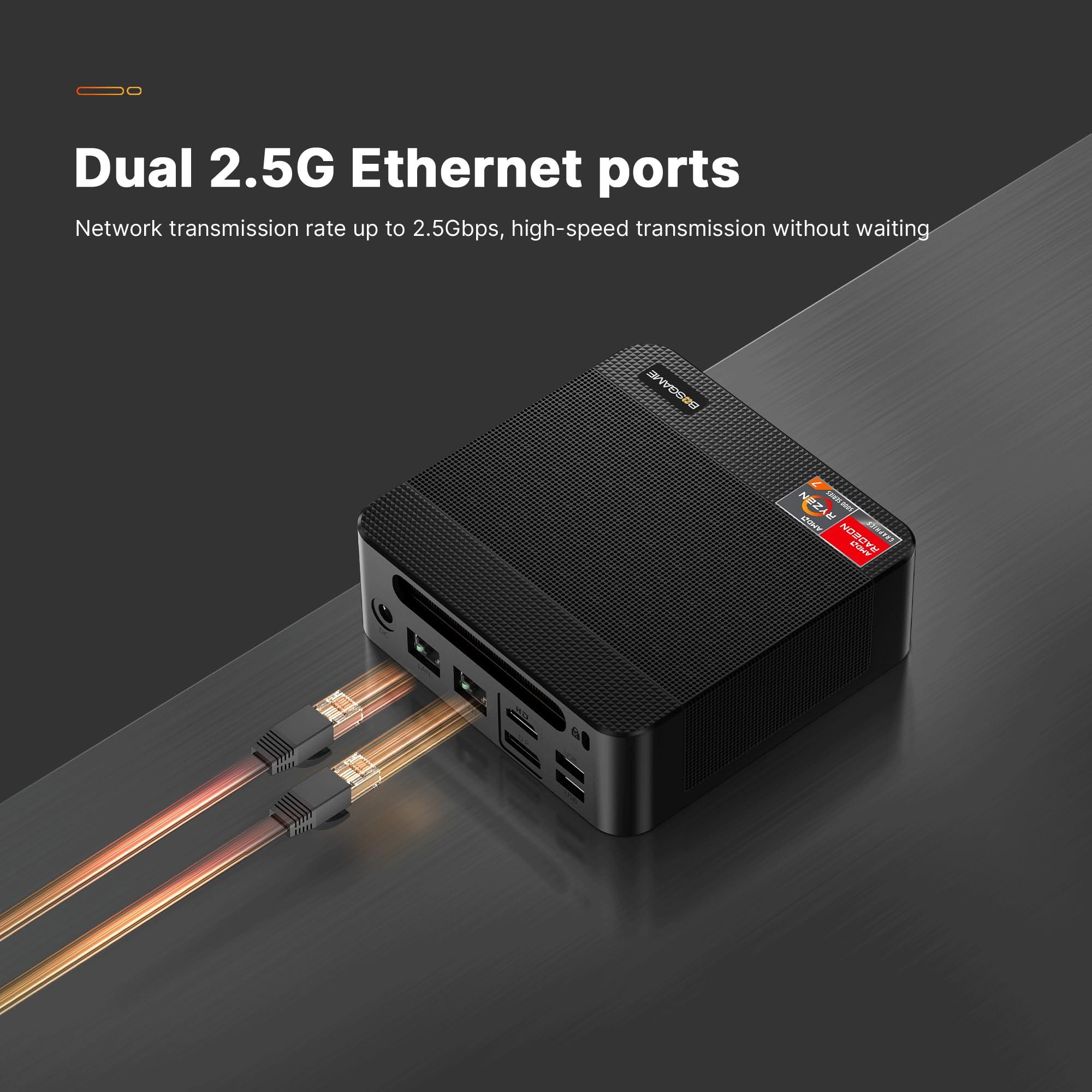 BOSGAME BOSGAME P4 Mini PC Gaming, AMD Ryzen 7 5825U Desktop Computer, 16GB DDR4 512GB SSD Mini Computers (up to 4.5Ghz), 4K Triple Display Micro Desktop PC BT5.2/Wi-Fi6E