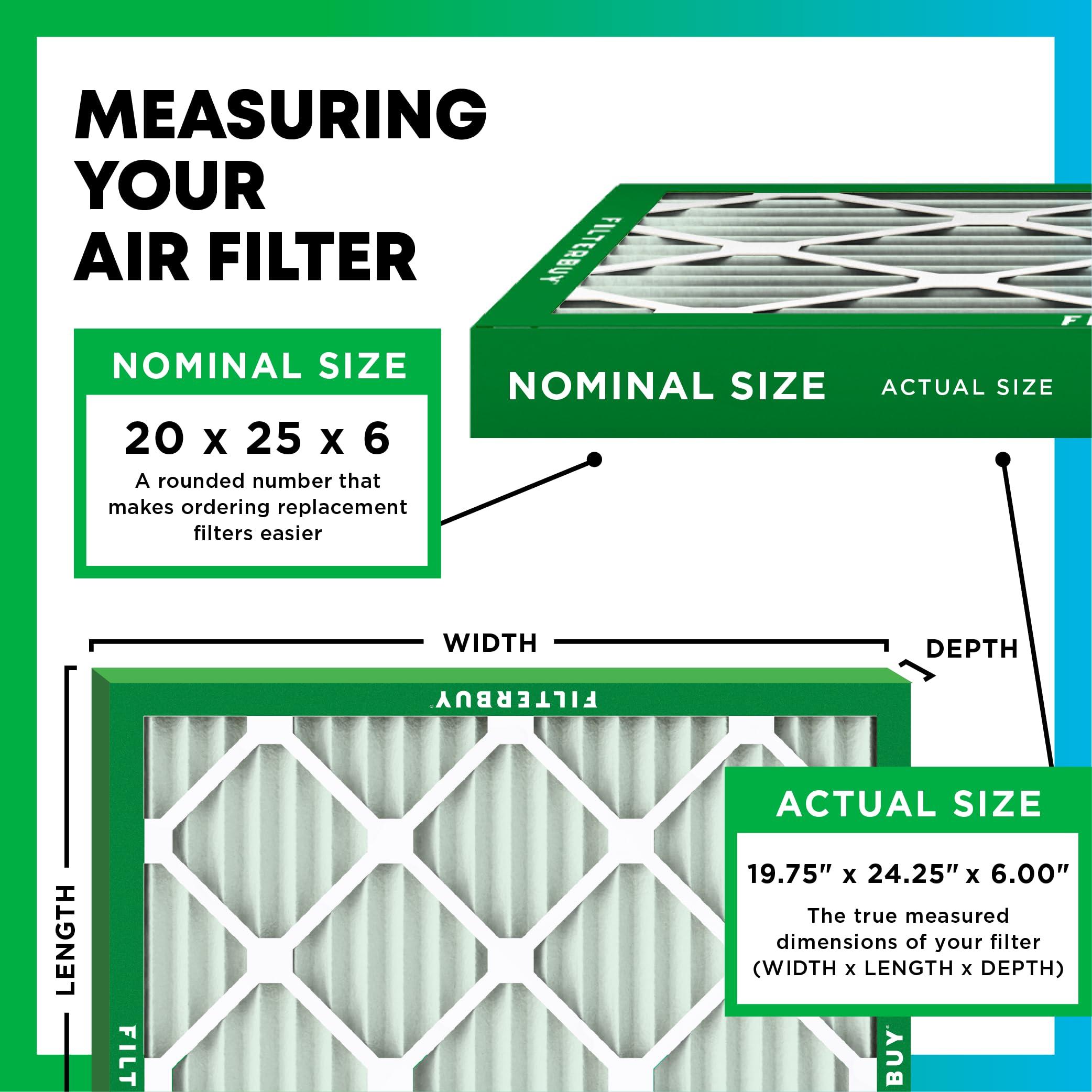 Filterbuy Filterbuy 20x25x6 Air Filter MERV 11 Allergen Defense (2-Pack), Pleated HVAC AC Furnace Air Filters for Aprilaire Space-Gard 201/2200 / 2250 & Lennox (Actual Size: 19.75 x 24.25 x 6.00 Inches)