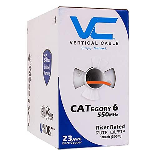 VC VERTICAL CABLE Vertical Cable Cat6, 550 MHz, UTP, 23AWG, Solid Bare Copper,1000ft, Bulk Ethernet Cable - 161 Series, Orange