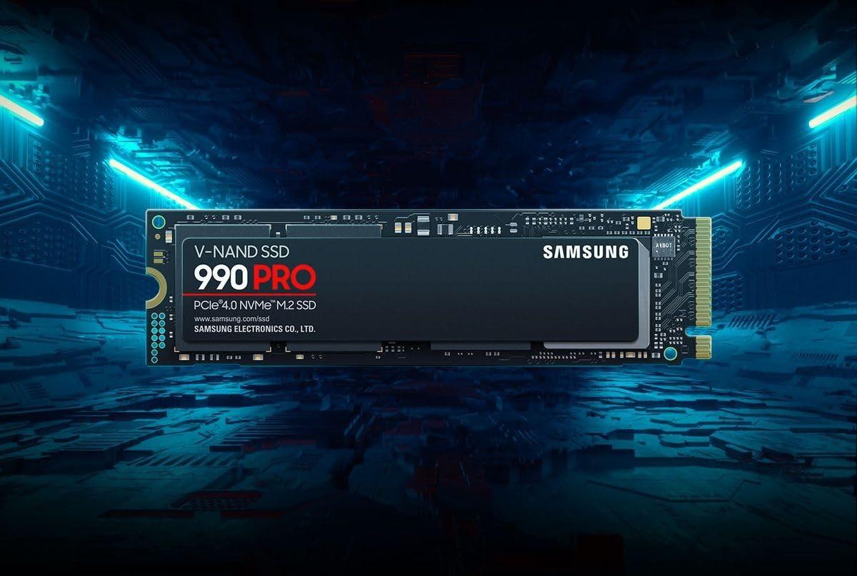 SAMSUNG Samsung 990 PRO 1TB PCIe 4.0 (up to 7450 MB/s) NVMe M.2 (2280) Internal Solid State Drive (SSD) (MZ-V9P1T0BW)