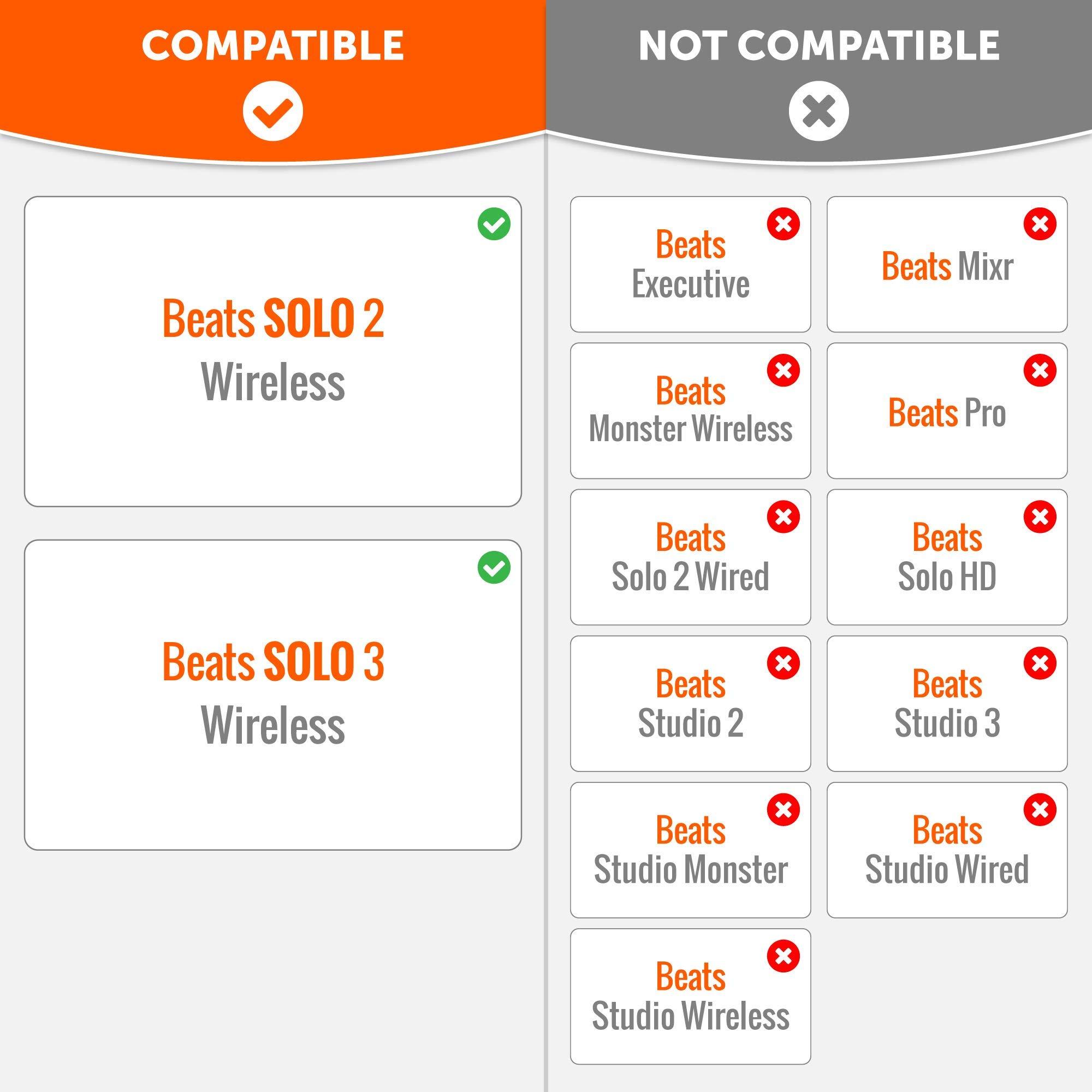 WC WC Extra Thick Replacement Earpads for Beats Solo 2 & 3 by Wicked Cushions - Ear Pads for Beats Solo 2 & 3 Wireless ON-Ear Headphones - Soft Leather, Luxury Memory Foam, Strong Adhesive | Anthracite