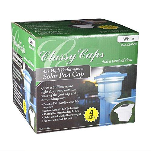 Classy Caps Classy Caps SL074W PVC Solar Post Cap, 4" x 4", White