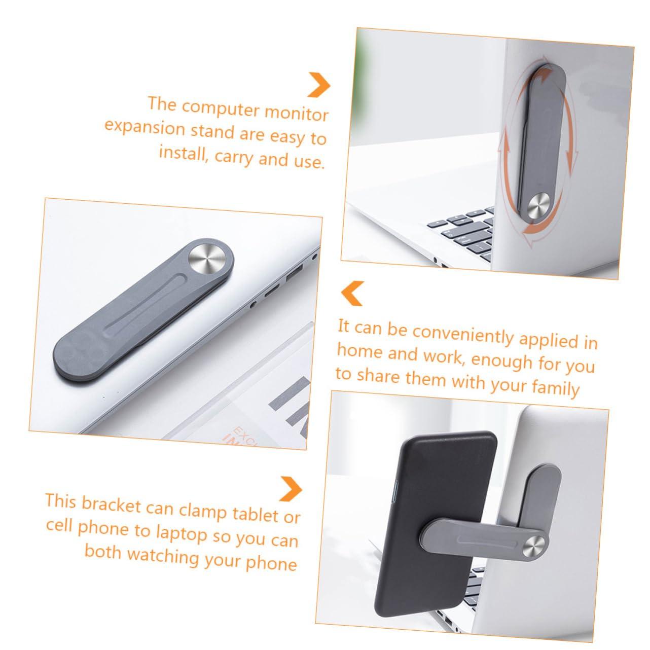 jojofuny jojofuny 1pc Fixed Clip on Monitor Screen Side Cell Phone Holder Foldable Phone Holder Computer Screen Stand Phone Side Mount for Laptop Cell Phone Stand Foldable Phone Stand Abs Silver