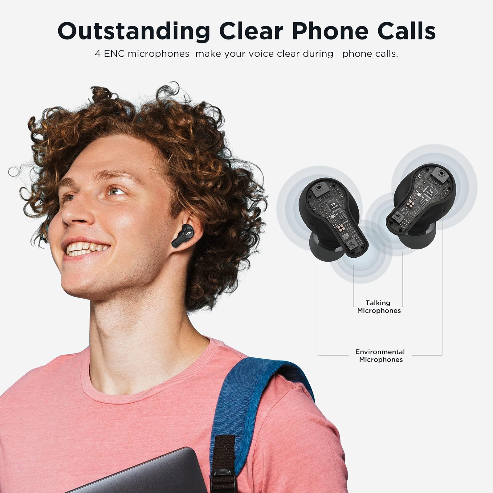 1MORE 1MORE PistonBuds Bluetooth Headphone 5.0 with 4 Built-in Mics ENC for Clear Call, True Wireless Earbuds,IPX4, 20H Playtime, HiFi Stereo in-Ear Deep Bass Headset, Black