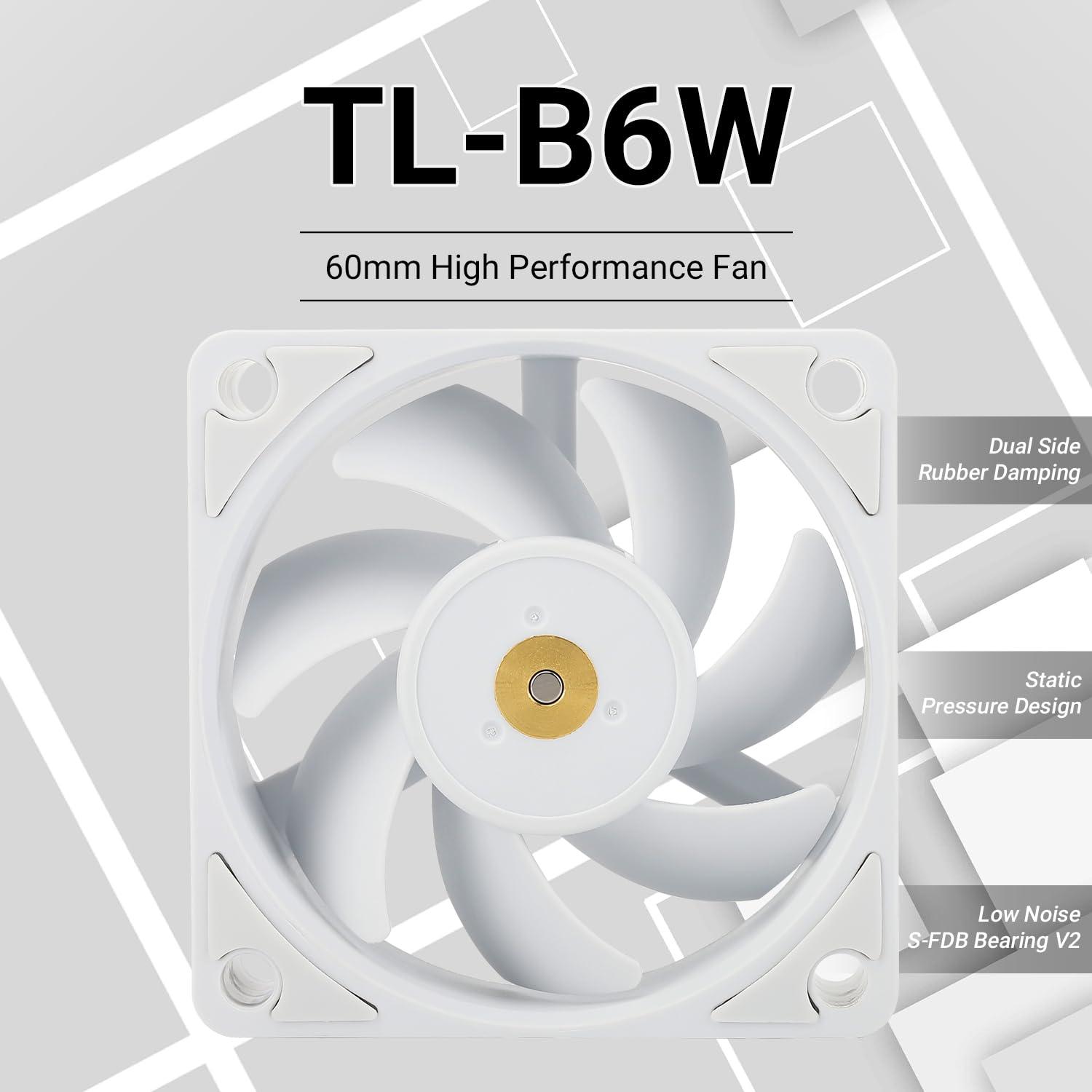 Thermalright Thermalright TL-B6W 60mm CPU Cooler Fan, Silent Computer Case Fan,6025 CPU Fan,DC 12V CPU Mute Cooling Fan(White)