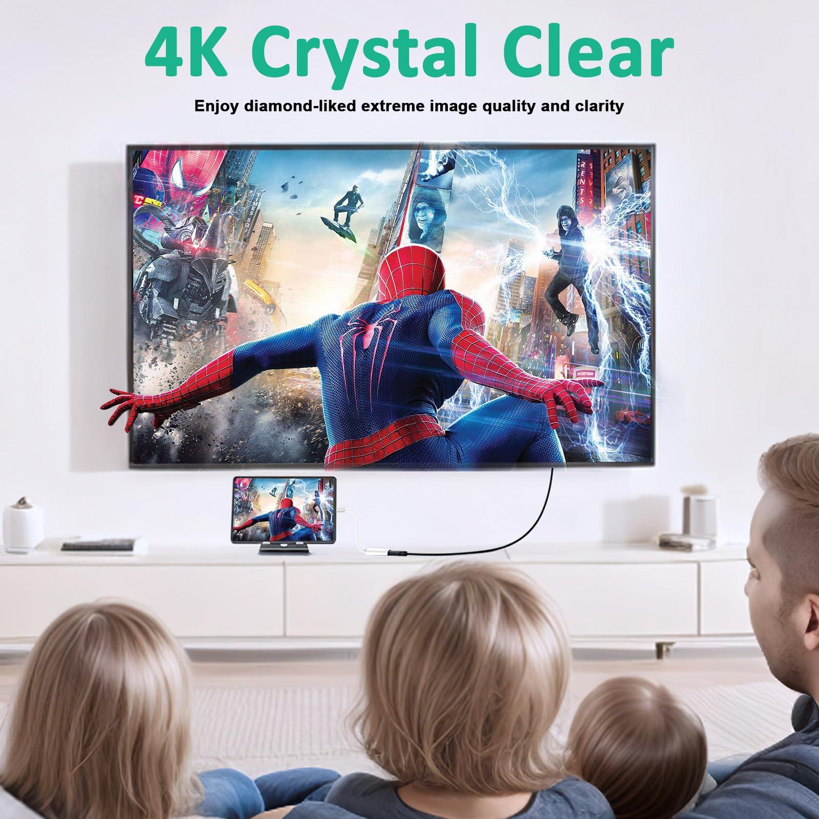 Herfair USB C to HDMI Adapter [MFi Certified] Type-C Digital AV Adapter for iPhone 15 to Monitor 4K HDMI Female to Type-C Male Converter for MacBook Pro/Air, iMac, Dell XPS, iPad Pro, Galaxy S23, More (White)