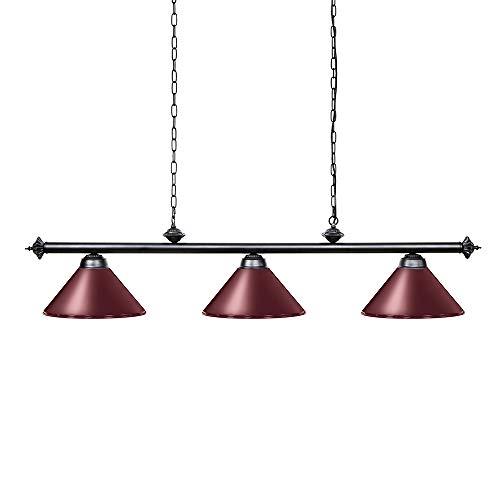 Wellmet Wellmet Pool Table Lights for 8'/9' Table with 3 Metal Shades, Billiard Lamp for Man Cave, Game Room, Kitchen Island Light for Restaurant Or Dining Room (Burgundy, 59 inch-3 Lights)