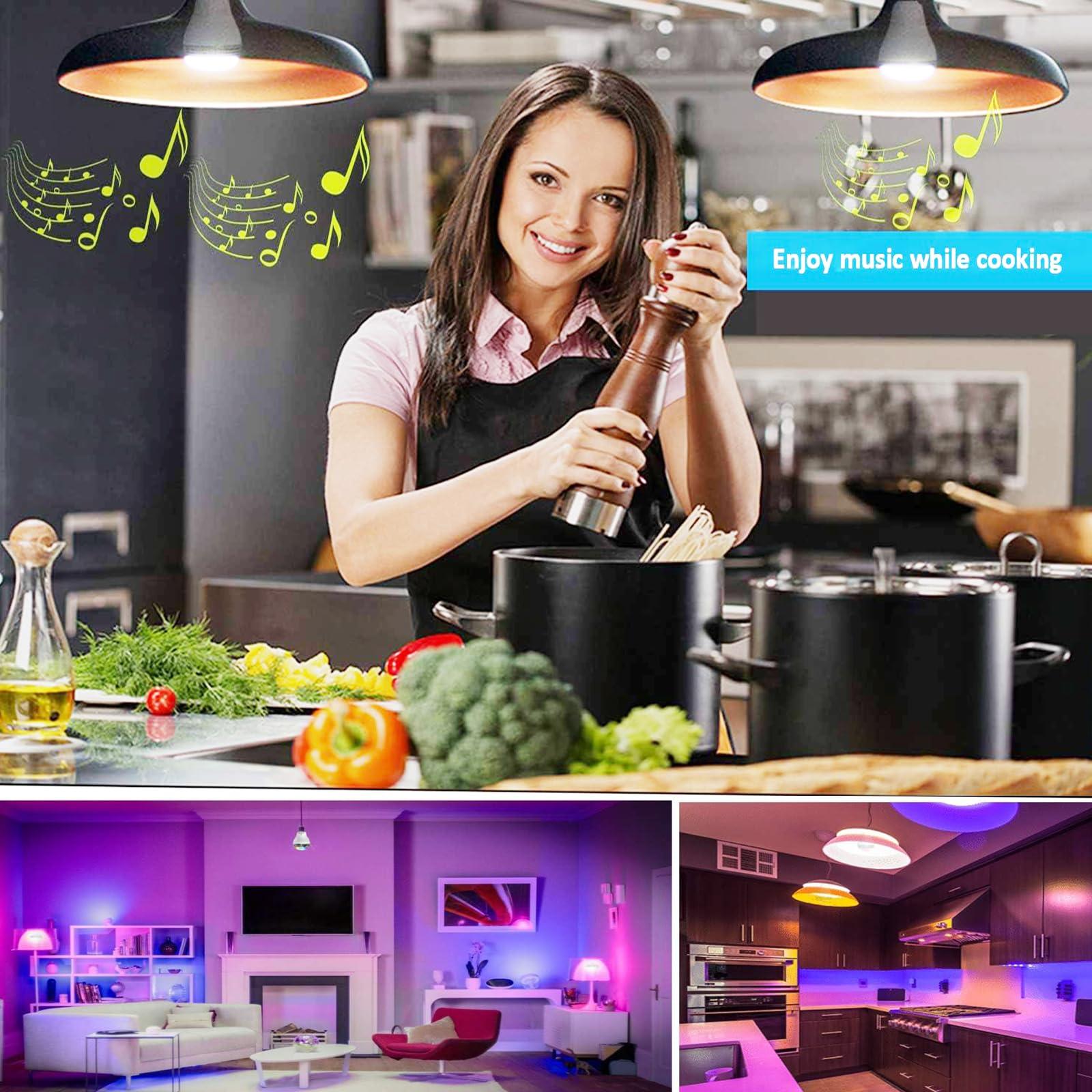 Genolite Genolite Smart Light Bulb with Bluetooth Speaker 7W 350lm 2700-6500k E27 Controlled RGB Multi Color Adjustable and Dimmable by Wireless APP Music Speaker and Bulb 2 in 1 Mood Lighting