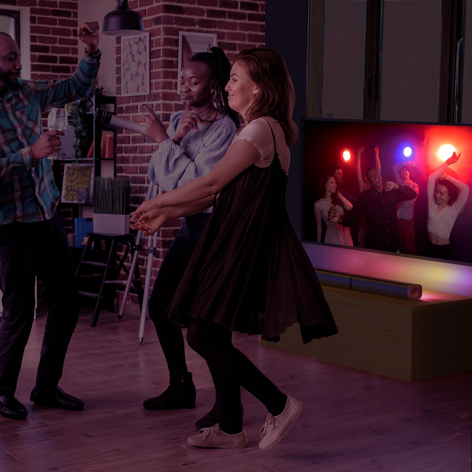 Wohome Wohome 2.2 Sound Bar for TV with Built-in Subwoofers, 32 Inches Detachable Soundbar Speaker, Bluetooth 5.3/Optical/AUX/USB Connection with Colorful Backlight (Black)