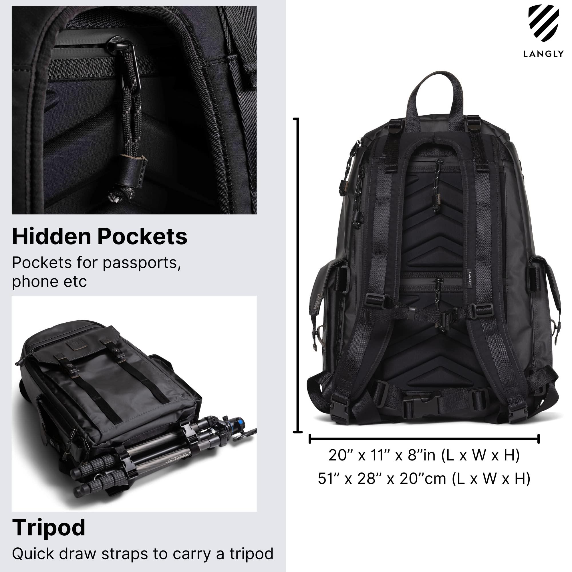 Langly Langly Large Camera Backpack for Photographers: the Multi Globetrotter -Large Customizable Camera Bag Interior for Your Camera and 10 Lenses with a 16" Laptop Pocket