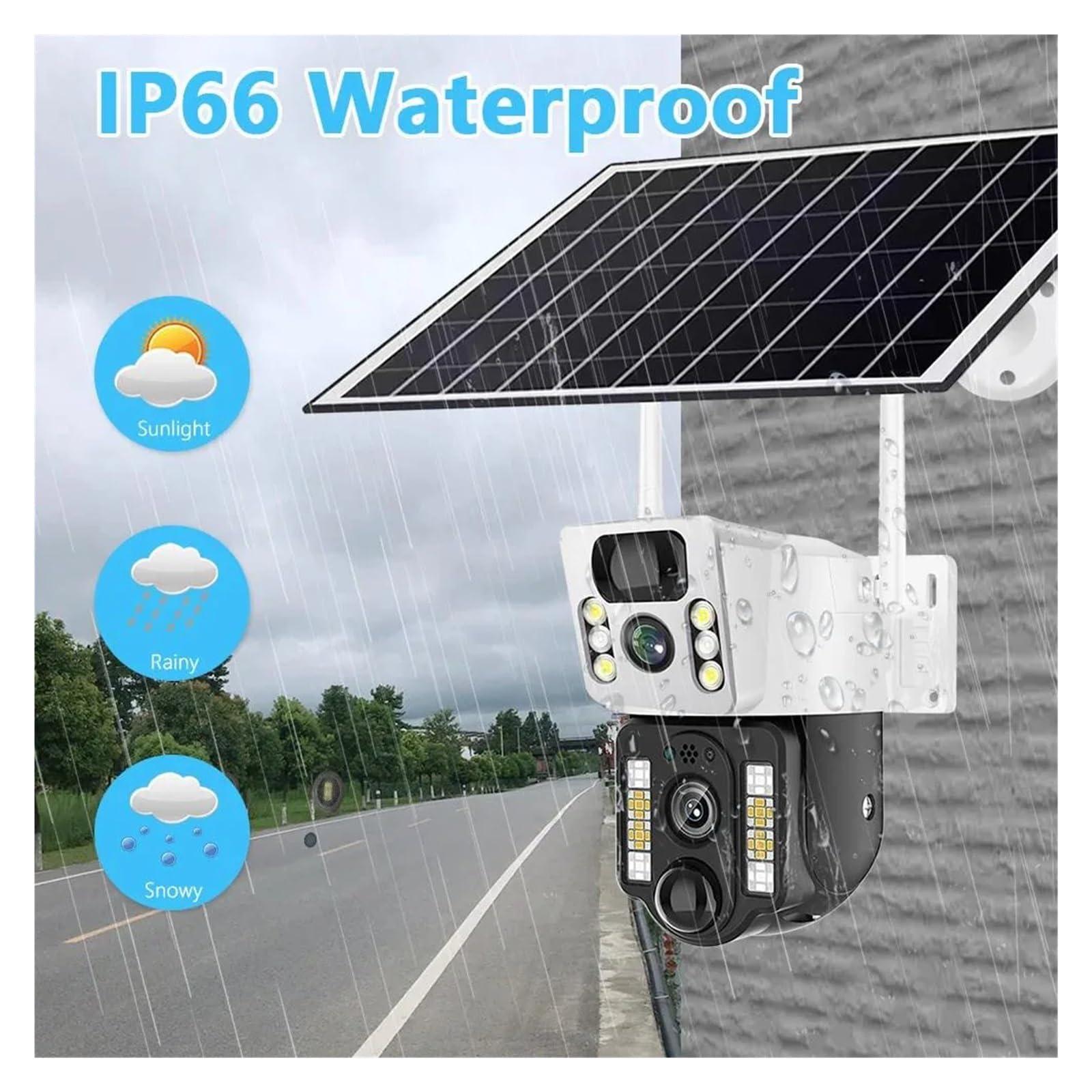QDVOPHZA QDVOPHZA Solar Camera 8MP 4K 4G Sim Card Outdoor Dual Lens Wireless IP WiFi Camera PIR Night Vision Security Protection PTZ Monitor CCTV(WiFi Cam Add 32G)