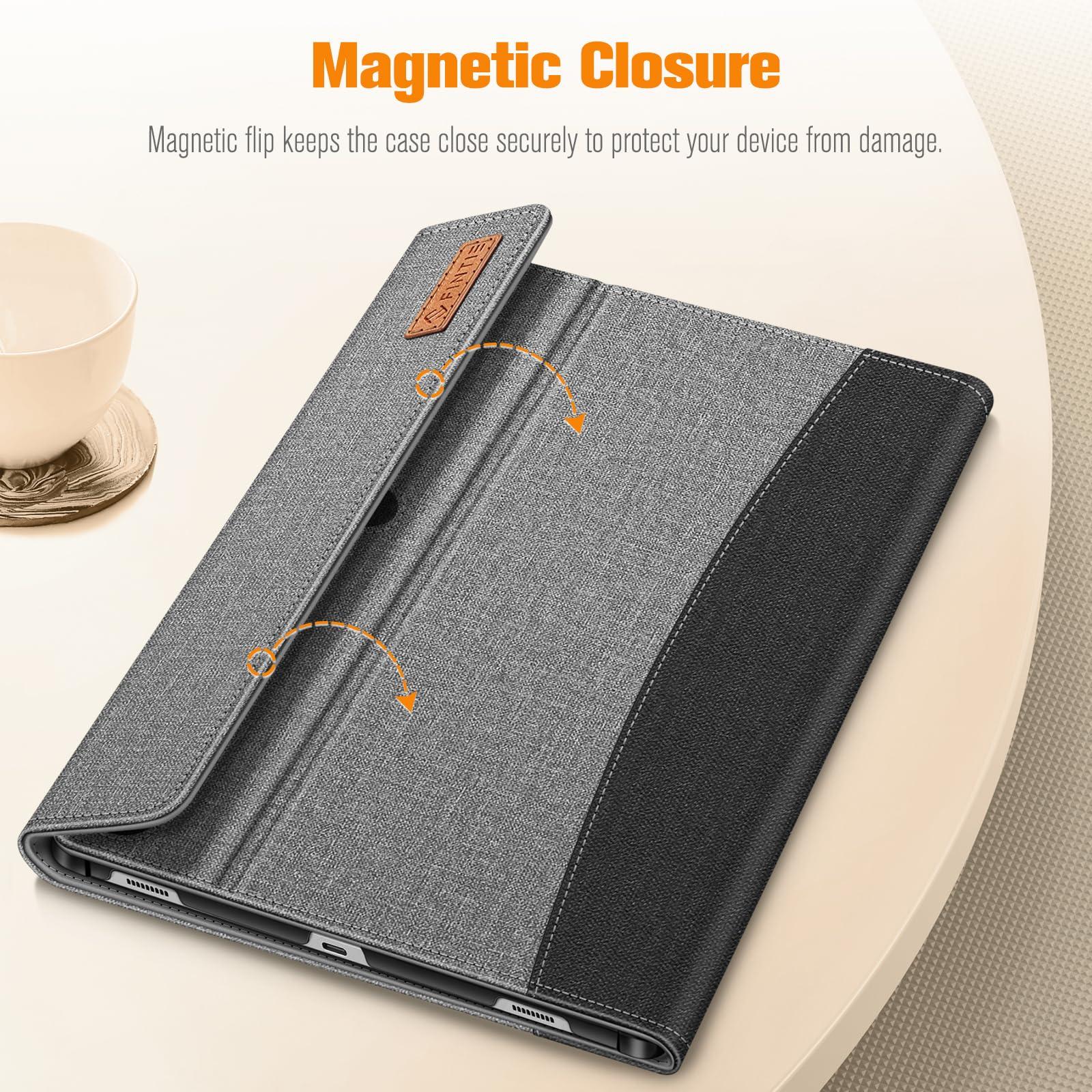 FINTIE Fintie Case for Samsung Galaxy Tab S10 Plus 2024/ S9 FE Plus 5G 12.4 Inch 2023 with Built-in S Pen Holder, Multiple Angle Portfolio Business Cover with Pocket Auto Sleep/Wake, Gray