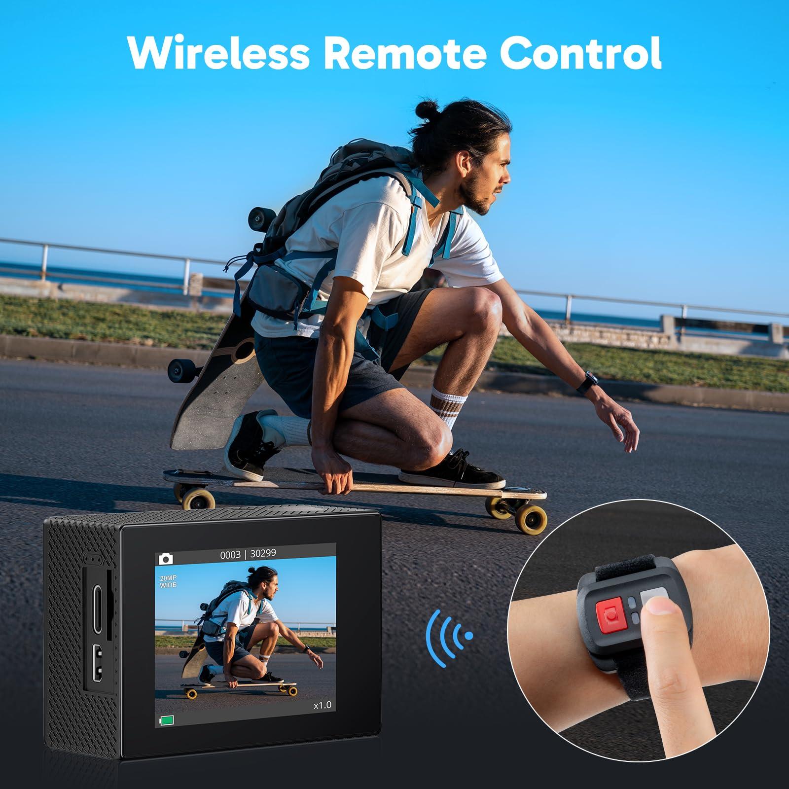 AKASO AKASO EK7000 4K30fps Action Camera - 131ft Waterproof Camera with EIS 4X Zoom Remote Control Ultra HD 20MP Underwater Camera with Accessories Kit