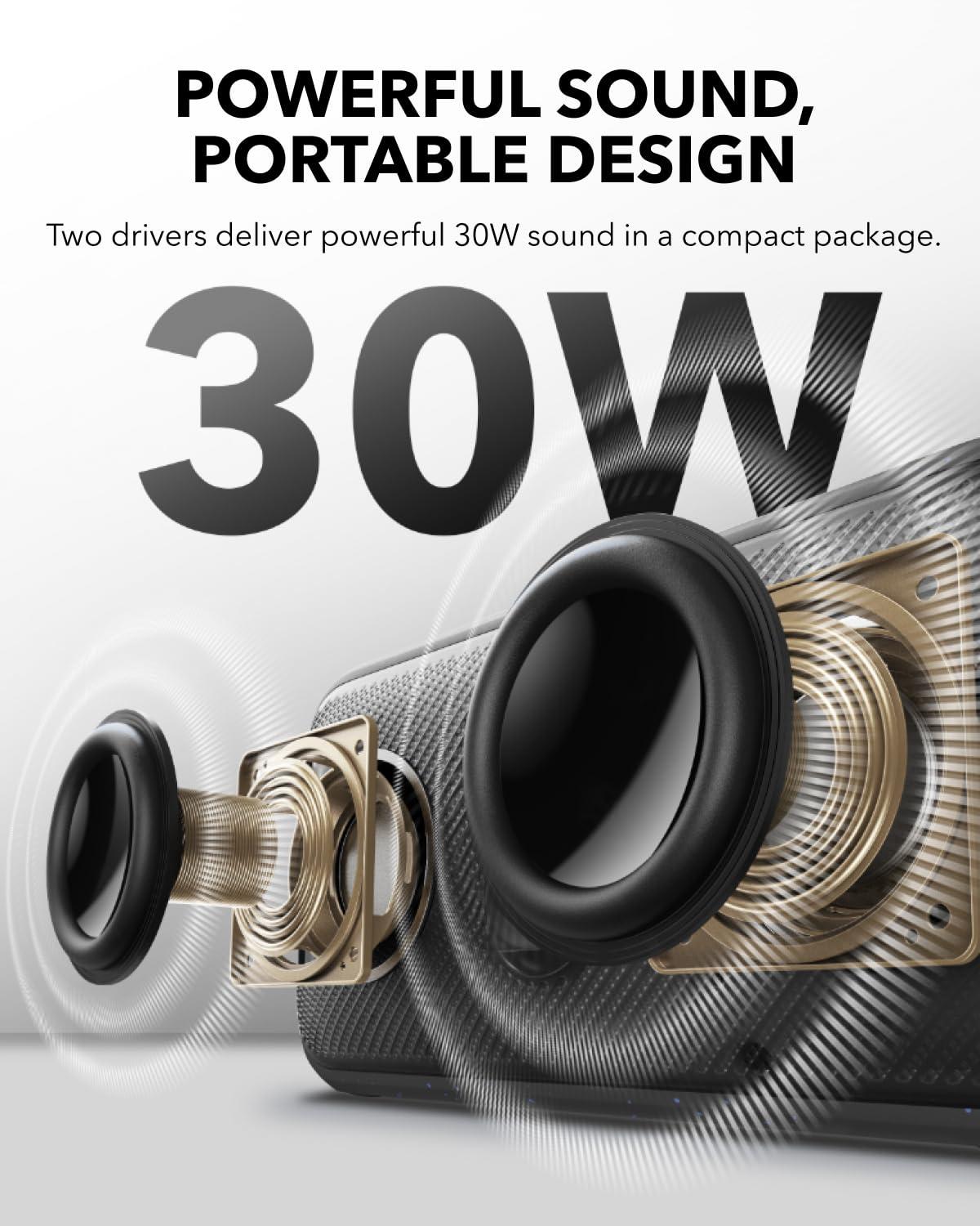 Soundcore Soundcore Motion 300 Wireless Hi-Res Portable Speaker with BassUp, Bluetooth Speaker with SmartTune Technology, 30W Stereo Sound, 13H Playback, and IPX7 Waterproof, for Backyard, Camping (Renewed)