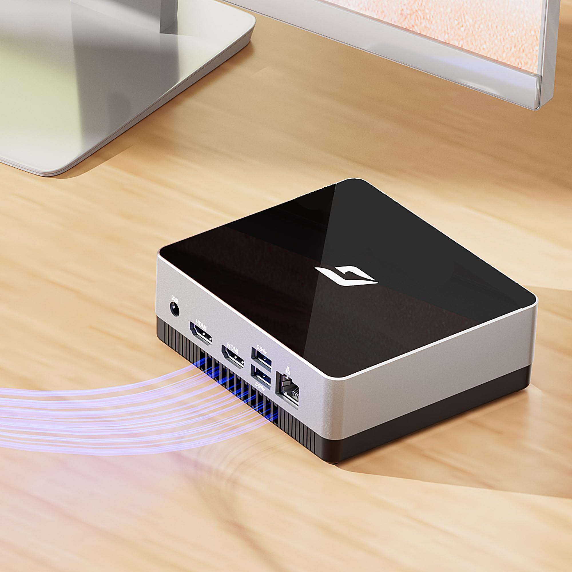 CyberGeek CyberGeek Nano J1 Linux Mini PC, Intel N5095A Quad-Core, 16GB RAM, 128GB PCIe SSD, 4K Dual Display, WiFi, Type-C, RJ45, VESA, Ubuntu OS