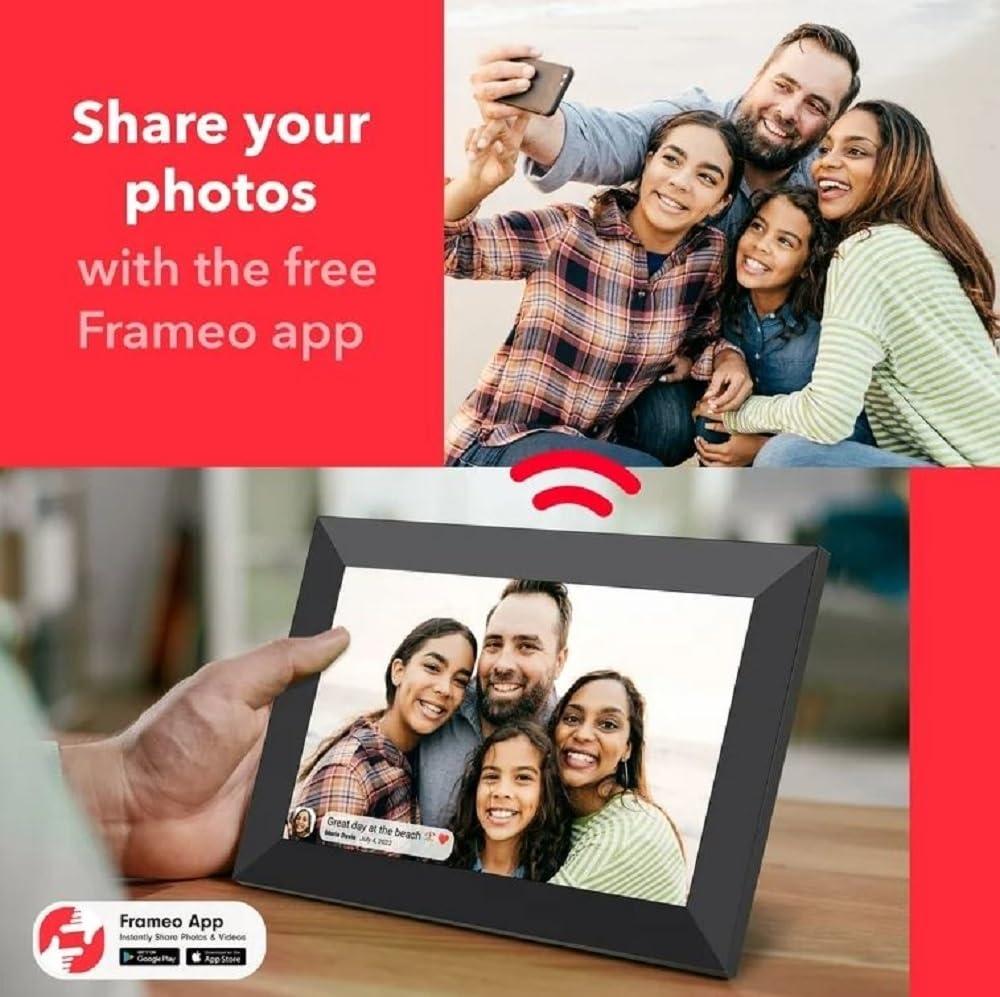 Onn ONN 10 Wi-Fi Digital Picture Frame Send Photos & Videos Instantly via The Free Frameo app (iOS & Android), 16GB or Storage, Touch screen (1280x800), Micro USB, Micro SD card slot,100096733 (Renewed)