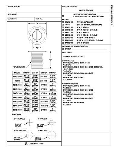 Fisher Fisher 6240 Waste Socket with 1"x2" Brass