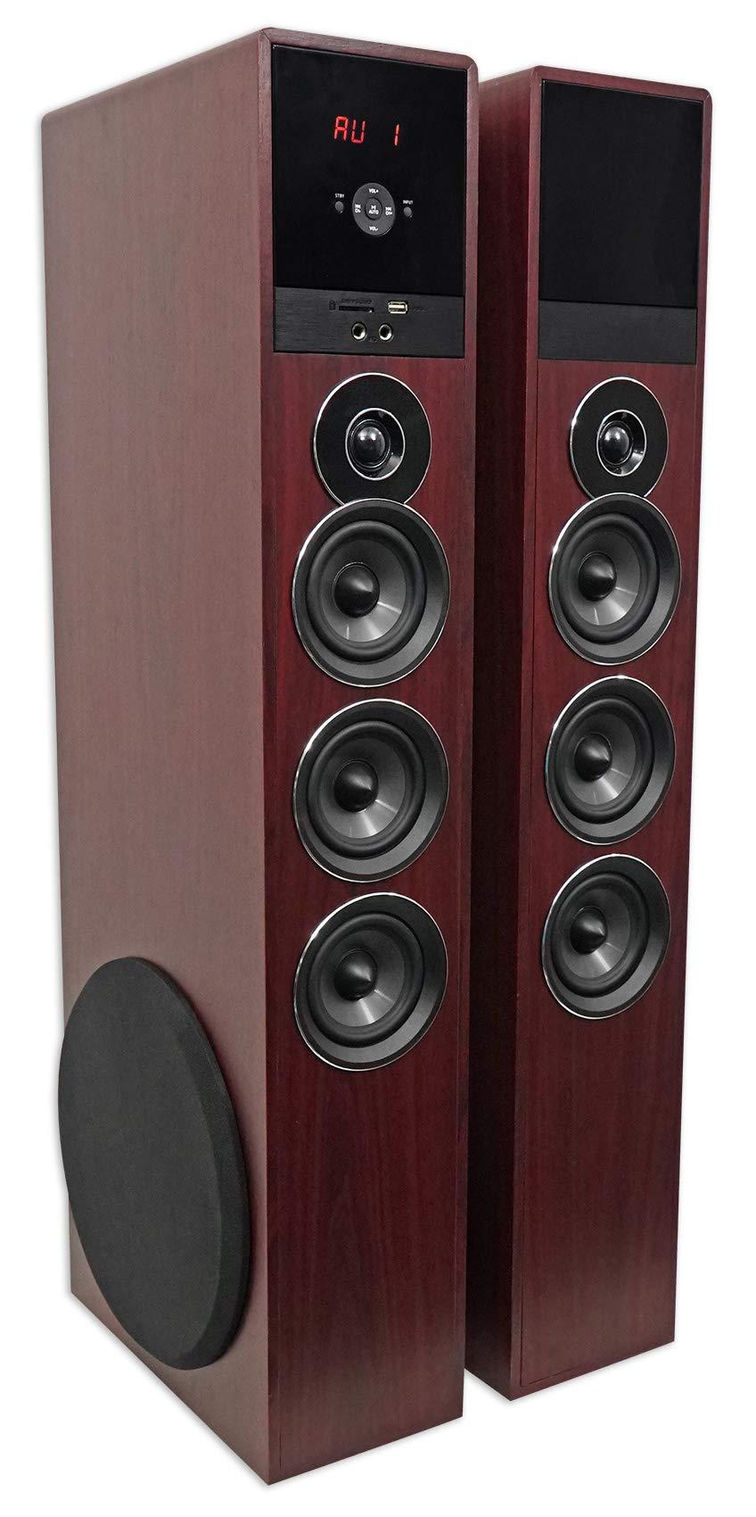 Rockville Rockville TM150C Cherry Powered Home Theater Tower Speakers 10\" Sub/Bluetooth/USB