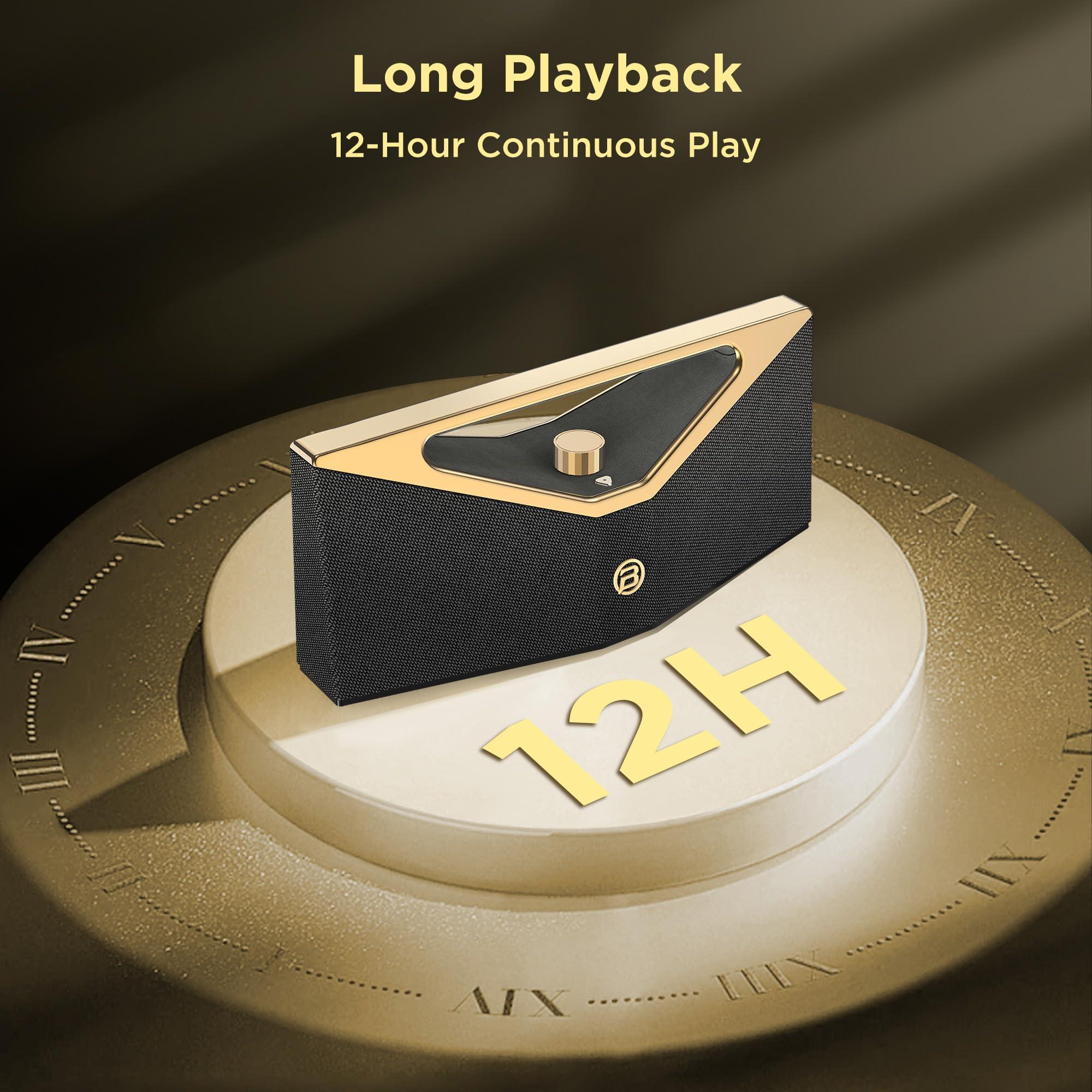 BUGANI BUGANI Brief Pro Portable Bluetooth Speaker 160W, Hi-Res Audio, 12H Playtime, Loud Speaker with Subwoofer for Jazz, Outdoor Speaker for Camping, Beach, Party, Golden