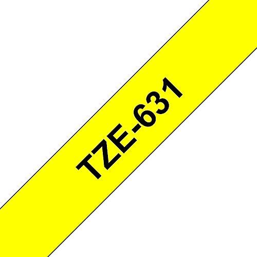 Brother Brother Genuine P-Touch, TZe-6312Pk Tape ½” (12mm) 2-Pack Laminated P-Touch Tape, Black On Yellow Perfect for Indoor Or Outdoor Use, Water Resistant, 26.2 Ft. (8M)