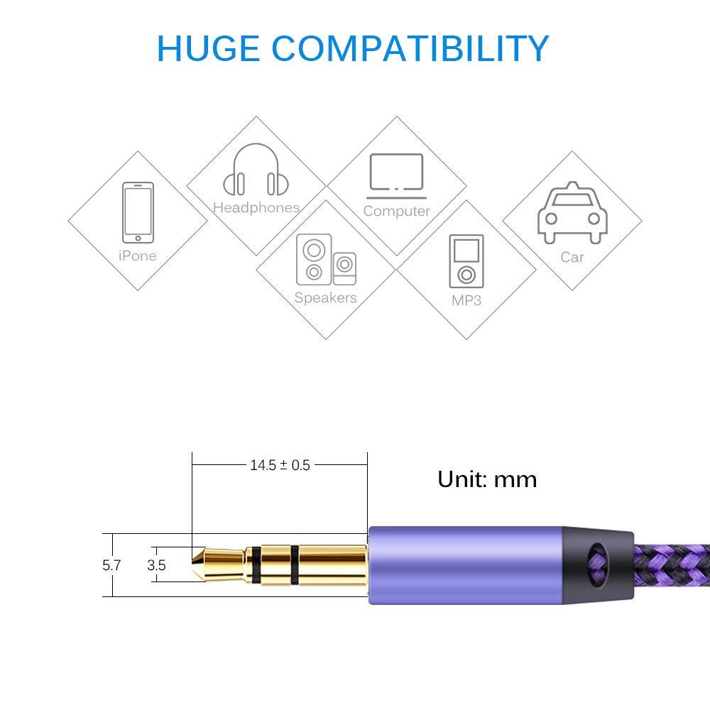 AILKIN AILKIN AUX Cord for Car, 2 Pack 3.5mm Auxiliary Audio Cable, Braided Stereo AUX Chords Compatible Headphone Car, iPhone, iPod, iPad, Samsung Galaxy, HTC, LG, Google Pixel, Tablet & More-5Feet/1.5M