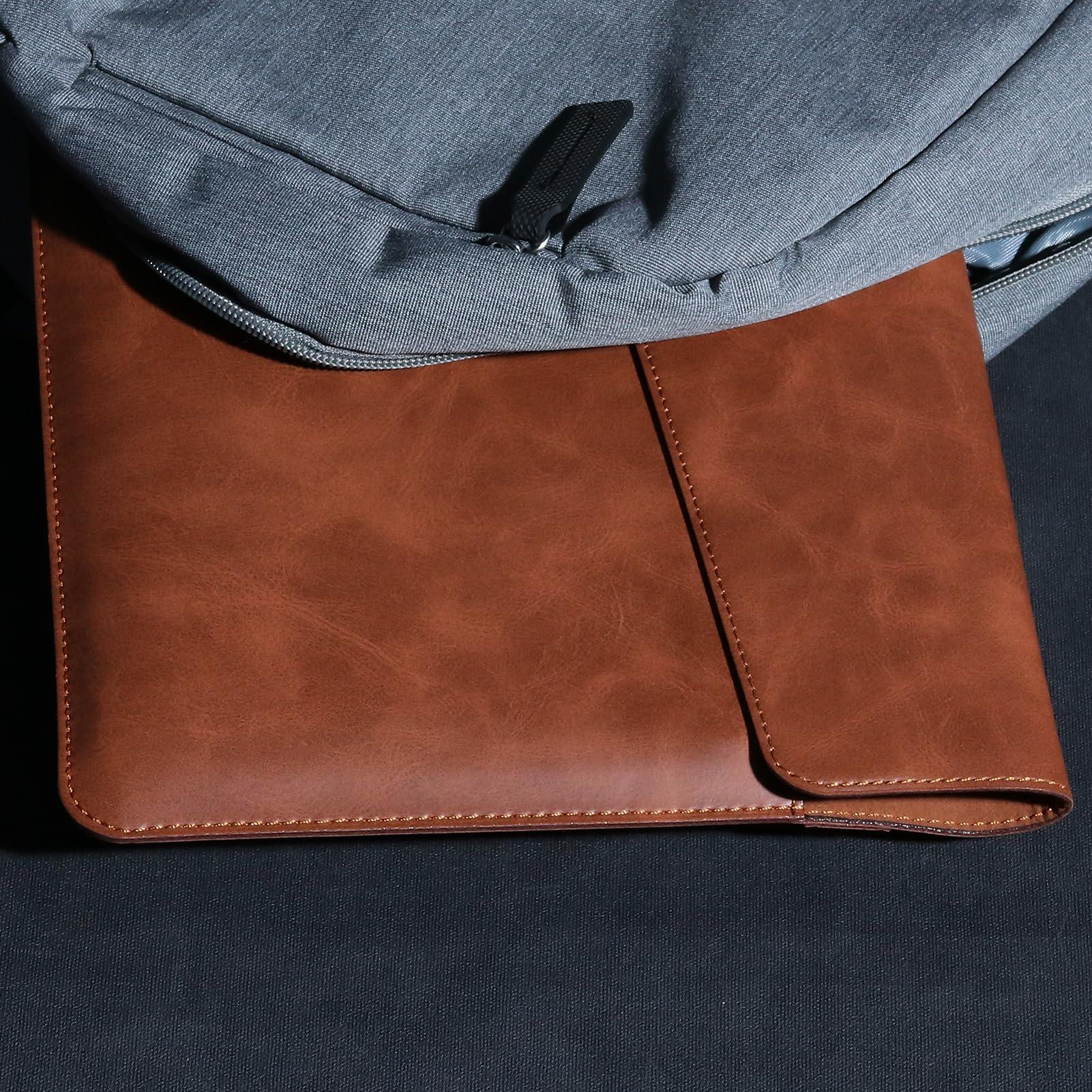 cpnvwa CPNVWA Leather Laptop Sleeve for 13 Inch MacBook Air M3 2024 M2 2022 M1 2020,Genuine Leather Laptop Case for MacBook Pro M2 2022 M1 2020-2016,Laptop Cover for 13-13.3 Inch Notebook,Brown