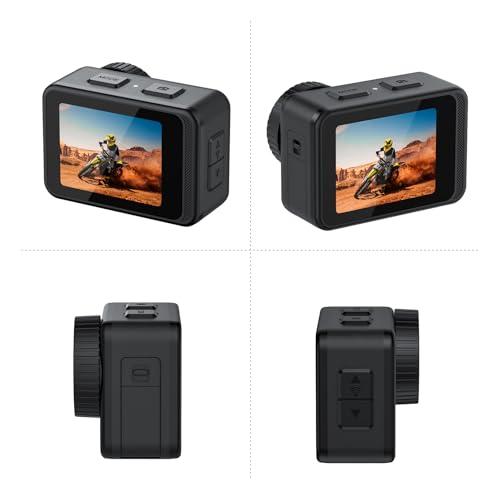 Andoer Andoer 4K 60FPS Action Camera 24MP WiFi Sports Camera 170Wide Angle Lens Dual Screen Touch Control Anti-Shake 21M/69ft Body Waterproof with Mounting Accessories Kit for Diving Surfing Skiing Cycling