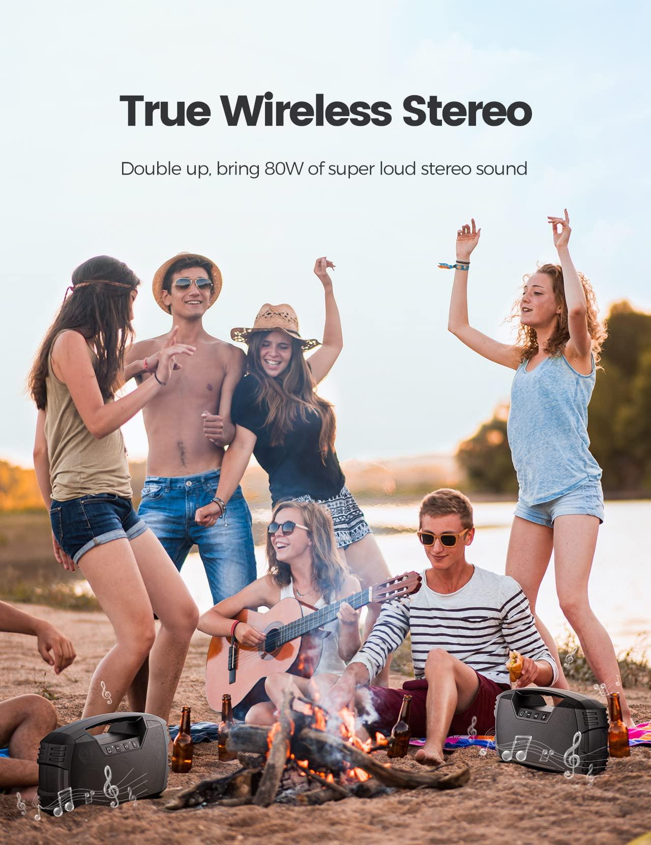 Houl Zallee IPX7 Waterproof Bluetooth Speaker, 40W(60 Peak) Portable Wireless Speakers with Subwoofer, 32H Playtime, Stereo Loud Sound, Deep Bass, Bluetooth 5.0 with Handle for Pool, Beach, Outdoor, Gifts