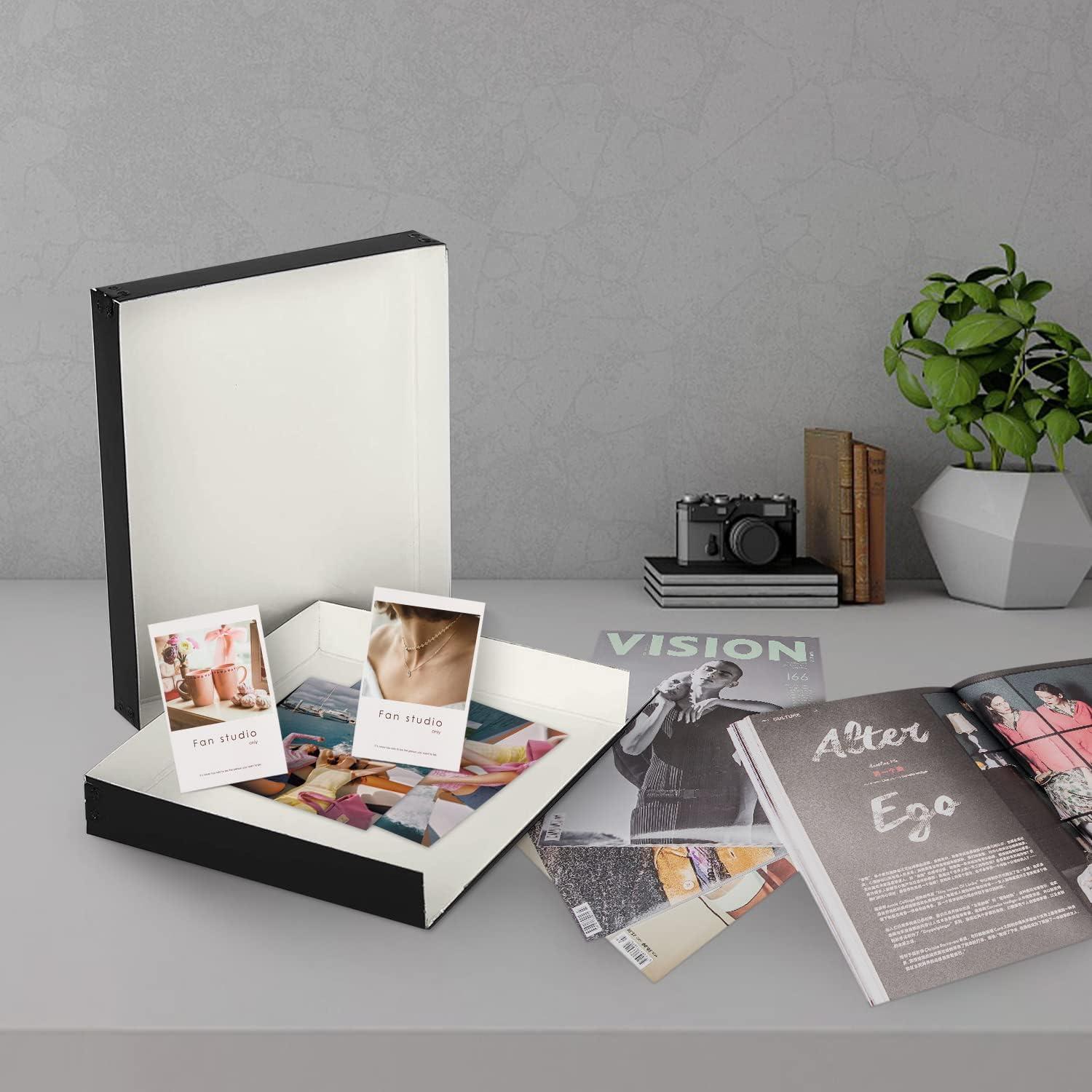 Lineco Lineco Museum Archival Storage Box, 8.75x10.75x1.5 in. Drop Front Design. Acid-Free with Metal Edge. Organize Photos, Pictures, Prints, Documents, Crafts, DIY. Black, 2 Pack