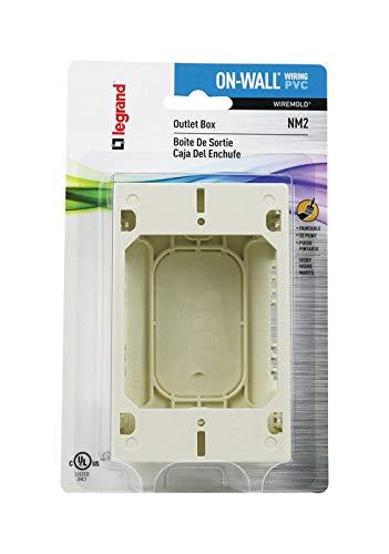 Wiremold Legrand Wiremold NM2 Nonmetallic Plastic Raceway for Extending Power, 1 Gang Outlet Box, 1" Deep, Ivory (1 Pack)