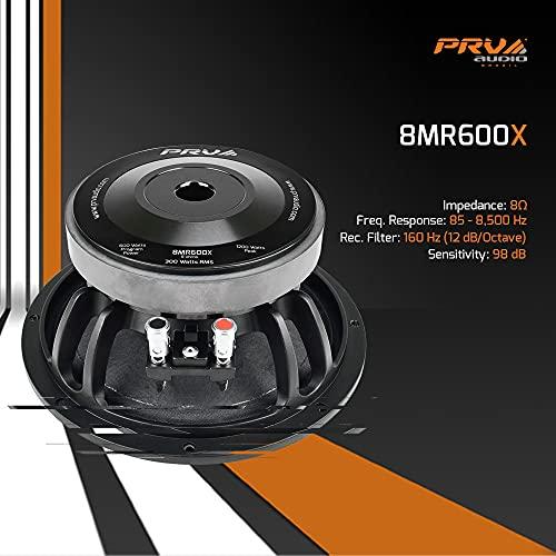 PRV AUDIO PRV AUDIO 8 Inch Midrange Speaker 8MR600X, 600 Watts Program Power, 8 Ohm, 2 in Dual Layer Voice Coil, 300 Watts RMS Pro Audio Speaker (Single)