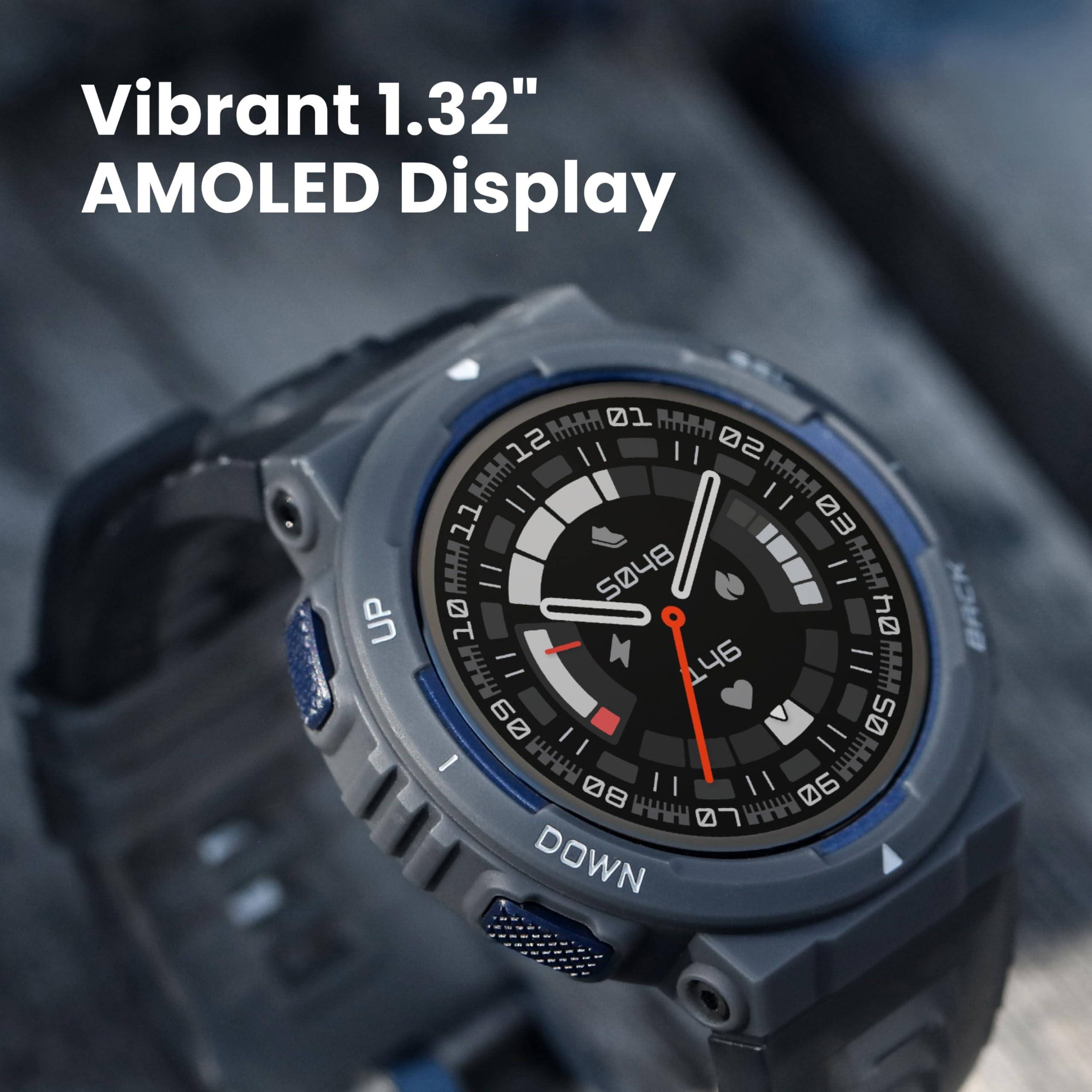 Amazfit Amazfit Active Edge Smart Watch 46 mm, Rugged Fitness Watch, GPS, AI Health Coach, 16-Day Battery, 130+ Sports Modes, Activity Trackers and Smartwatches Android and iPhone Compatible, Lava Black