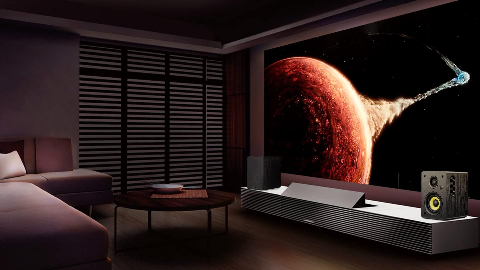 Sanyun Sanyun SW206 80W Active Dual-Mode Bookshelf Speakers, 4inch Studio Monitor and HiFi Mode, Optical Coaxial TRS Aux Bluetooth 5.0 USB with 24bit DAC, for Home Music System Turntable TV PC Desktop, Black