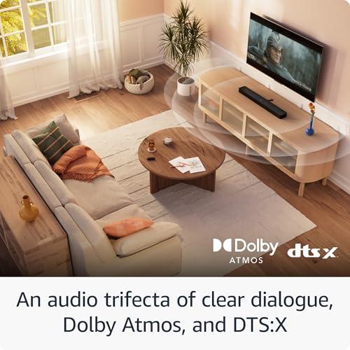 Amazon Introducing Amazon Fire TV Soundbar Plus with subwoofer, 3.1 channel, Dolby Atmos, DTS:X, clear dialogue, 2024 release