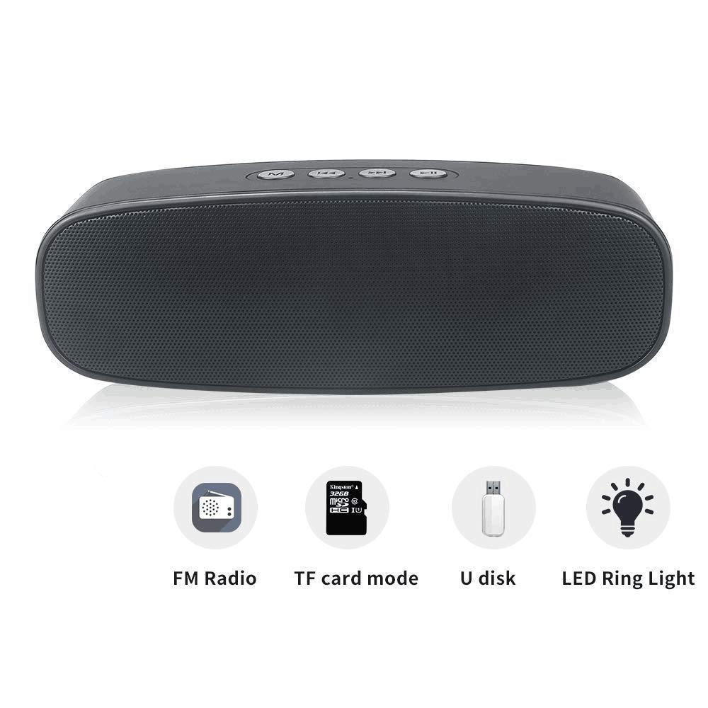 Totola Totola Wireless Bluetooth Speaker with AUX/USB/TF Card Slot,Outdoor Portable Stereo Speaker with HD Audio,Enhanced Bass, Dual-Driver,Handsfree Calling, FM Radio Speaker for Travel,Party (Black-1)