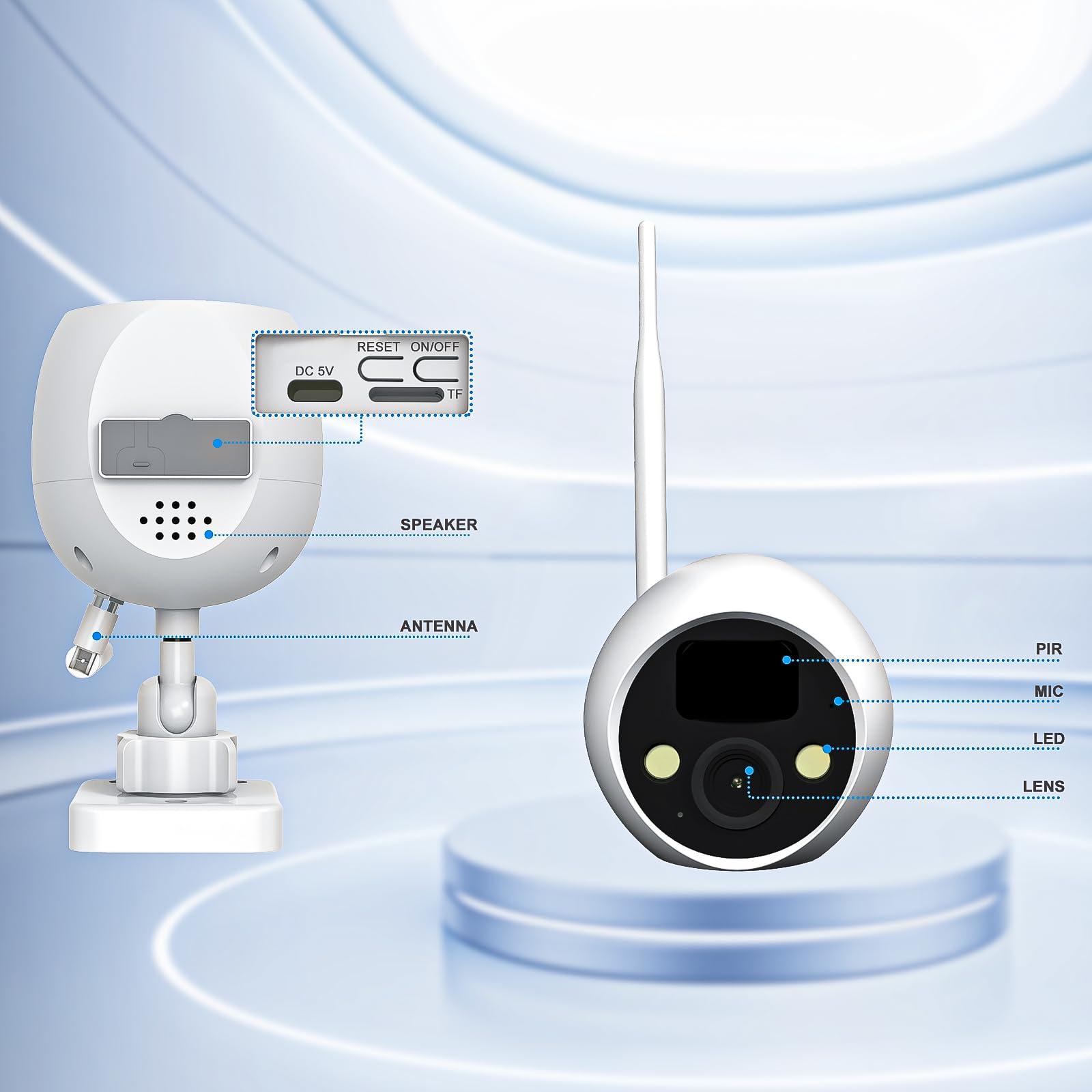 SANSCO [True Wire-Free] SANSCO Wireless Battery Powered Security Camera System with Solar Panels & 500GB HDD, 10 Channel 2K NVR Recorder, (4) 4MP Outdoor WiFi IP Cameras, 2 Way Audio, PIR Smart Detection