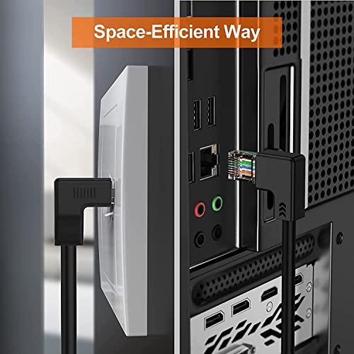 CableCreation CableCreation CAT6 Ethernet Patch Cable RJ45 LAN Cable Gigabit Network Cord 90 Degree Upward Angled,Bandwidth up to 250MHz 1Gbps for Mac,PC, Router, Modem, Printer, Xbox, PS4, PS3-10 Feet,Black