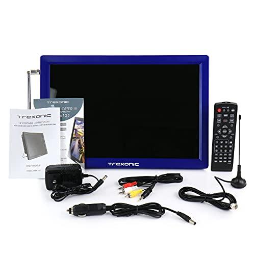 Trexonic Trexonic Portable Rechargeable 14 Inch LED TV with HDMI, SD/MMC, USB, VGA, AV in/Out and Built-in Digital Tuner, Blue