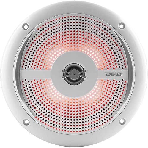DS18 DS18 MRX16SL/WH Powersports & Marine Multimedia Radio & 2 Way 6.5” Slim Speaker Package – RGB Lights, Bluetooth, Waterproof