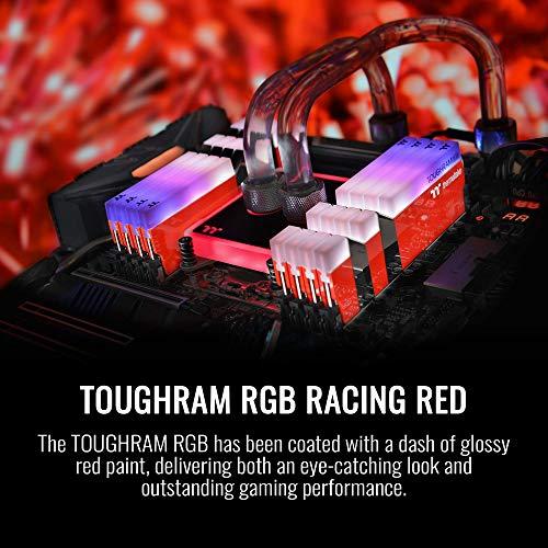 Thermaltake Thermaltake TOUGHRAM RGB DDR4 3600MHz 16GB (8GB x 2) 16.8 Million Color RGB Alexa/Razer Chroma/5V Motherboard Syncable RGB Memory- Racing Red (RG25D408GX2-3600C18A)