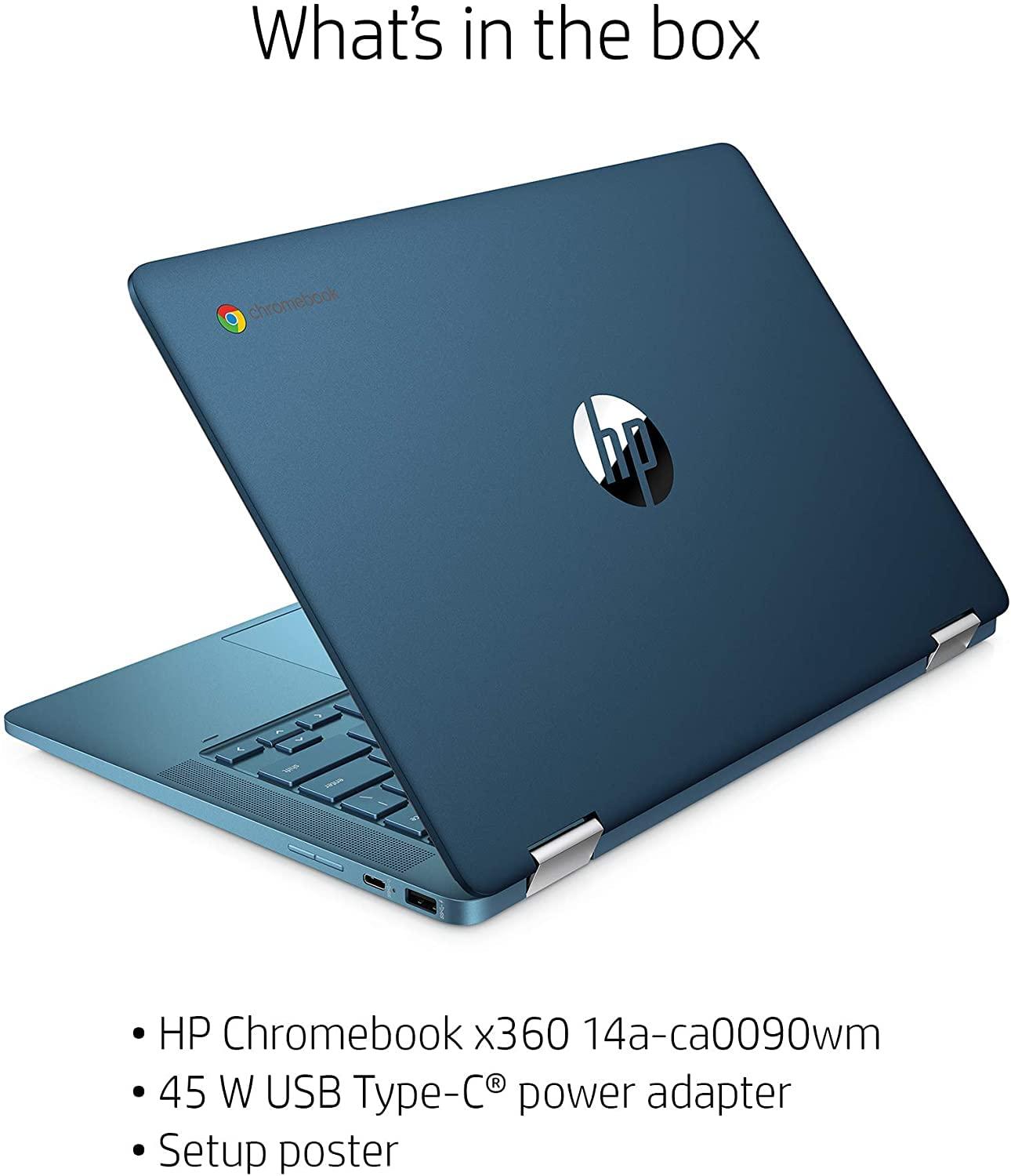 hp HP 14 Laptop, 14-inch X360 Chromebook Convertible 2-in-1 Touch Screen HD Laptop, Intel Celeron N4020 Processor, 4GB DDR4, 64GB eMMC, 802.11ac, Bluetooth, HDMI, Chrome OS, W/Valinor Accessories