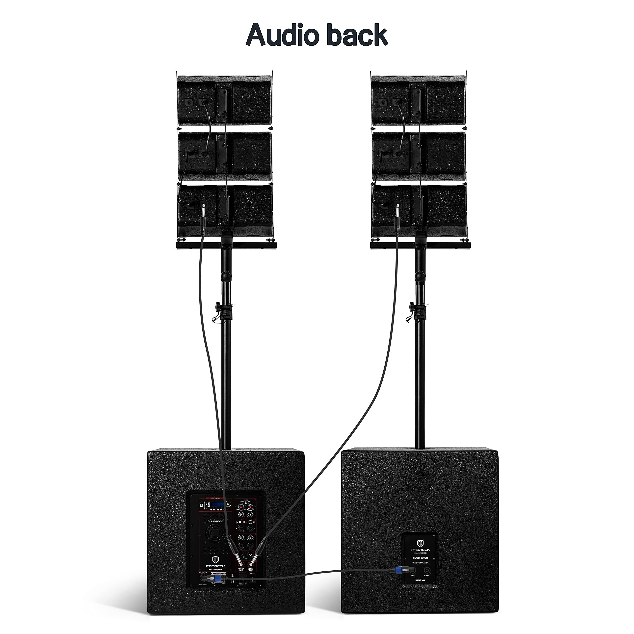 PRORECK PRORECK Club 8000 18-inch 8000W P.M.P.O Stereo DJ/Powered PA Speaker System Combo Set 6 Line Array Speakers and Two 18 inch Subwoofers with Bluetooth/USB Drive Read/SD Card/Remote Control
