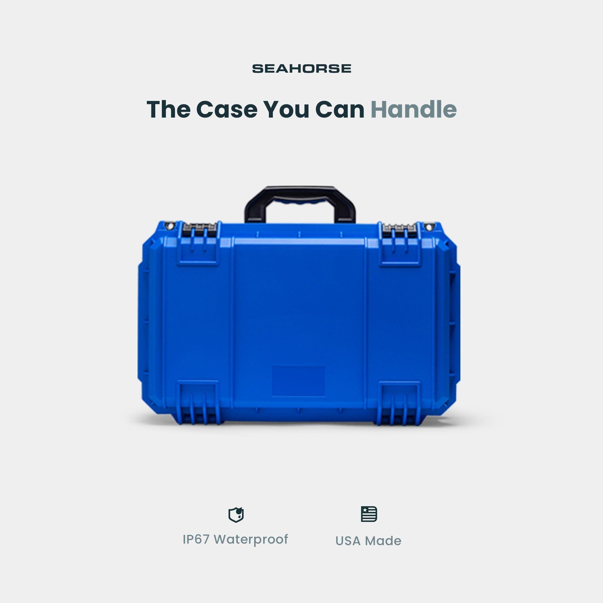 Seahorse Seahorse 830 Heavy Duty Protective Dry Box Case W/Padded Dividers - TSA Approved / IP67 Waterproof/USA Made for Professional, Amateur Photographers and Camera Enthusiasts